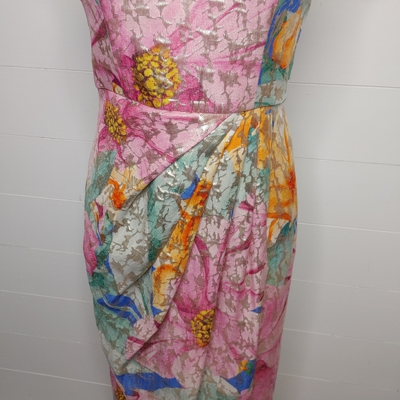 Marciano Vibrant Floral Midi Dress - Pink and Green - Picture 4 of 12